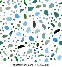 Light Blue, Green vector seamless layout with circle spots. Blurred bubbles on abstract backdrop with colorful gradient. Design for textile, fabric, wallpapers.