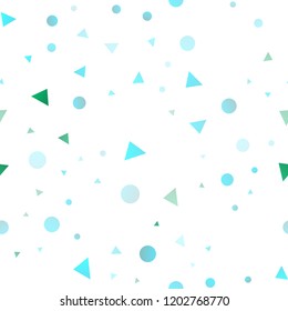 Light Blue, Green vector seamless cover in polygonal style with circles. Decorative design in abstract style with lines, dots. Trendy design for wallpaper, fabric makers.