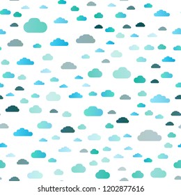 Light Blue, Green vector seamless pattern with clouds. Modern illustration with colorful gradient clouds. Template for business cards, websites.