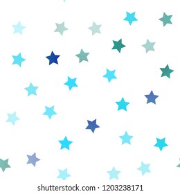 Light Blue, Green vector seamless layout with bright stars. Blurred decorative design in simple style with stars. Best design for your ad, poster, banner.