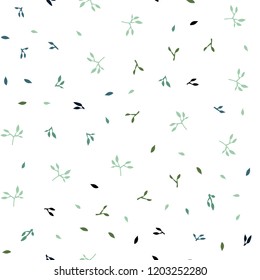 Light Blue, Green vector seamless doodle background with leaves. A vague abstract illustration with leaves in doodles style. Template for business cards, websites.