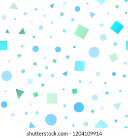 Light Blue, Green vector seamless cover in polygonal style with circles. Illustration with colorful circles, triangles, rectangles. Pattern for trendy fabric, wallpapers.