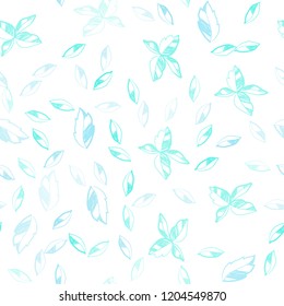 Light Blue, Green vector seamless doodle template with leaves. Decorative illustration with doodles on abstract template. Template for business cards, websites.