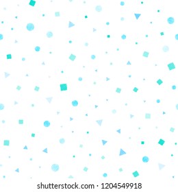 Light Blue, Green vector seamless background with triangles, circles, cubes. Abstract gradient illustration with circles, triangles, cubes. Pattern for trendy fabric, wallpapers.