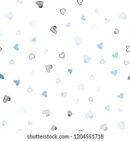 Light Blue, Green vector seamless pattern with colorful hearts. Hearts on blurred abstract background with colorful gradient. Template for Valentine's greeting postcards.