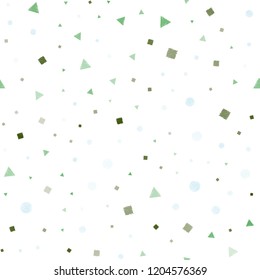 Light Blue, Green vector seamless pattern with polygonal style with circles. Illustration with colorful circles, triangles, rectangles. Pattern for design of fabric, wallpapers.