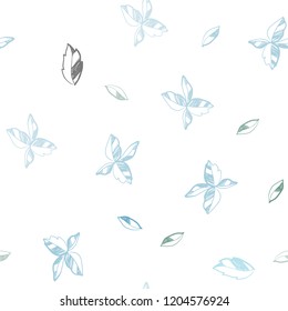 Light Blue, Green vector seamless abstract pattern with leaves. Brand new colored illustration in blurry style with leaves. Pattern for design of window blinds, curtains.