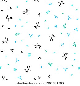 Light Blue, Green vector seamless doodle layout with leaves. Colorful illustration in doodle style with leaves. Template for business cards, websites.
