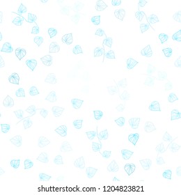 Light Blue, Green vector seamless doodle layout with leaves. An elegant bright illustration with leaves in Natural style. Pattern for design of fabric, wallpapers.