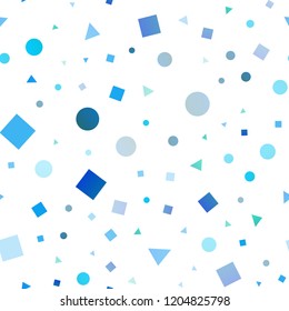 Light Blue, Green vector seamless backdrop with lines, circles, rhombus. Glitter abstract illustration with spheres, squares, lines. Pattern for design of fabric, wallpapers.