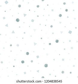 Light Blue, Green vector seamless cover with polygonal style with circles. Glitter abstract illustration with spheres, squares, lines. Pattern for design of window blinds, curtains.