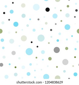 Light Blue, Green vector seamless background with bubbles. Glitter abstract illustration with blurred drops of rain. Trendy design for wallpaper, fabric makers.