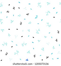 Light Blue, Green vector seamless doodle texture with leaves. Shining colored illustration with leaves in doodle style. Pattern for trendy fabric, wallpapers.