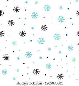 Light Blue, Green vector seamless layout with bright snowflakes. Modern geometrical abstract illustration with snowflakes. Design for textile, fabric, wallpapers.