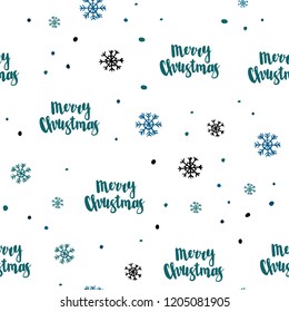 Light Blue, Green vector seamless layout with bright snowflakes. Modern geometrical abstract illustration with snowflakes. Trendy design for wallpaper, fabric makers.