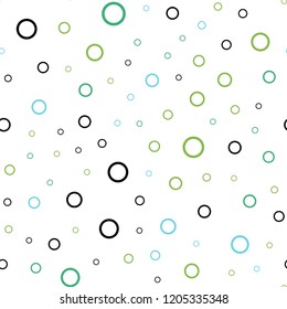 Light Blue, Green vector seamless template with circles. Beautiful colored illustration with blurred circles in nature style. New design for ad, poster, banner of your website.