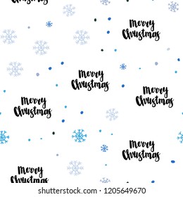 Light Blue, Green vector seamless background with xmas snowflakes. Glitter abstract illustration with crystals of ice. Template for business cards, websites.