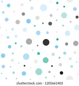 Light Blue, Green vector seamless template with circles. Blurred decorative design in abstract style with bubbles. Pattern for design of window blinds, curtains.