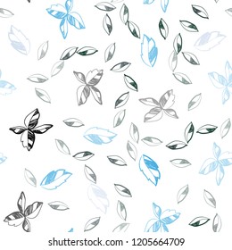 Light Blue, Green vector seamless elegant wallpaper with leaves. Colorful abstract illustration with leaves in doodle style. Trendy design for wallpaper, fabric makers.