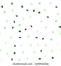 Light Blue, Green vector seamless cover with set of coffee beans. Gradient illustration with coffee beans, tea cups. Pattern for ads of breakfast, lunch, dinner.