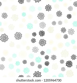 Light Blue, Green vector seamless template with ice snowflakes. Glitter abstract illustration with crystals of ice. Trendy design for wallpaper, fabric makers.