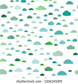 Light Blue, Green vector seamless template with sky, clouds. Modern illustration with colorful gradient clouds. Pattern for trendy fabric, wallpapers.