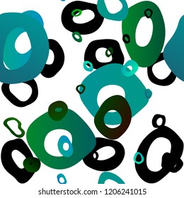 Light Blue, Green vector seamless pattern with spheres. Blurred bubbles on abstract backdrop with colorful gradient. Pattern for design of window blinds, curtains.
