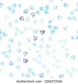 Light Blue, Green vector seamless doodle template with leaves. Decorative illustration with doodles on abstract template. Trendy design for wallpaper, fabric makers.