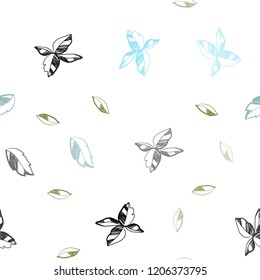 Light Blue, Green vector seamless doodle template with leaves. Brand new colored illustration in blurry style with leaves. Pattern for design of fabric, wallpapers.