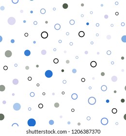 Light Blue, Green vector seamless backdrop with dots. Glitter abstract illustration with blurred drops of rain. Pattern for design of window blinds, curtains.