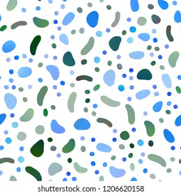 Light Blue, Green vector seamless background with bubbles. Glitter abstract illustration with blurred drops of rain. Pattern for trendy fabric, wallpapers.