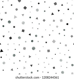 Light Blue, Green vector seamless cover with polygonal style with circles. Abstract illustration with colorful dots, lines, cubes. Pattern for design of window blinds, curtains.