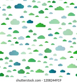 Light Blue, Green vector seamless texture with cloudy sky. Modern illustration with colorful gradient clouds. Trendy design for wallpaper, fabric makers.