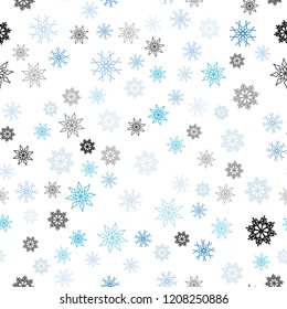 Light Blue, Green vector seamless layout with bright snowflakes. Blurred decorative design in xmas style with snow. Pattern for design of fabric, wallpapers.