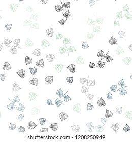 Light Blue, Green vector seamless natural artwork with leaves. An elegant bright illustration with leaves in Natural style. Pattern for design of fabric, wallpapers.