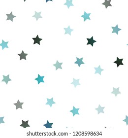 Light Blue, Green vector seamless layout with bright stars. Blurred decorative design in simple style with stars. The pattern can be used for new year ad, booklets.