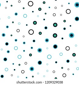 Light Blue, Green vector seamless backdrop with dots. Modern abstract illustration with colorful water drops. Pattern for trendy fabric, wallpapers.