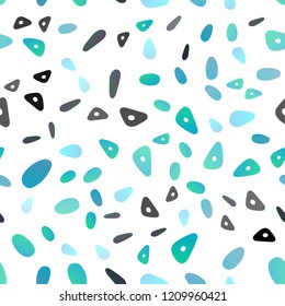 Light Blue, Green vector seamless texture in triangular style with circles. Modern abstract illustration with colorful dots, lines. Pattern for commercials.