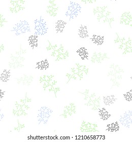 Light Blue, Green vector seamless elegant template with branches. Creative illustration in blurred style with leaves, branches. Pattern for trendy fabric, wallpapers.