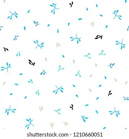 Light Blue, Green vector seamless abstract pattern with leaves. Colorful abstract illustration with leaves in doodle style. Trendy design for wallpaper, fabric makers.