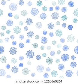 Light Blue, Green vector seamless template with ice snowflakes. Modern geometrical abstract illustration with crystals of ice. Template for business cards, websites.