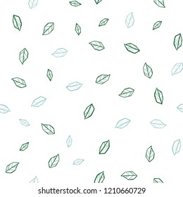 Light Blue, Green vector seamless elegant background with leaves. Doodle illustration of leaves in Origami style with gradient. Template for business cards, websites.