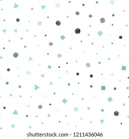 Light Blue, Green vector seamless background with triangles, circles, cubes. Illustration with colorful circles, triangles, rectangles. Pattern for design of fabric, wallpapers.