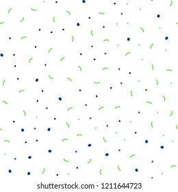 Light Blue, Green vector seamless pattern with spheres, triangles. Glitter abstract illustration with connection of triangle structure. Design for textile, fabric, wallpapers.
