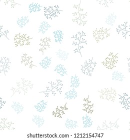 Light Blue, Green vector seamless natural background with branches. Illustration with doodles on abstract template. Design for textile, fabric, wallpapers.