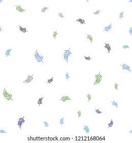 Light Blue, Green vector seamless elegant template with leaves. New colorful illustration in doodle style with leaves. Design for textile, fabric, wallpapers.