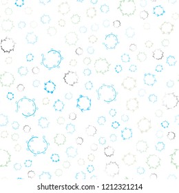 Light Blue, Green vector seamless backdrop with dots. Blurred bubbles on abstract background with colorful gradient. Pattern can be used for futuristic ad, booklets.