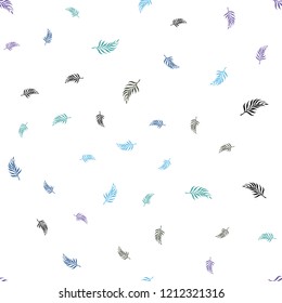 Light Blue, Green vector seamless natural pattern with leaves. Creative illustration in blurred style with leaves. Template for business cards, websites.