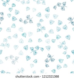 Light Blue, Green vector seamless abstract background with leaves. An elegant bright illustration with leaves in Natural style. Pattern for design of fabric, wallpapers.