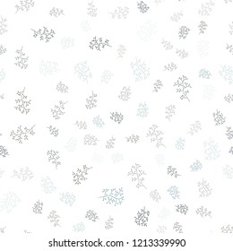 Light Blue, Green vector seamless doodle backdrop with leaves, branches. Colorful illustration in doodle style with leaves, branches. Pattern for design of fabric, wallpapers.